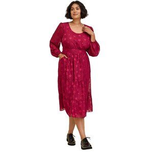 Item# 18913884 Beaujolais Burgundy Chiffon Tiered Style Dress Plus Size 22/24
